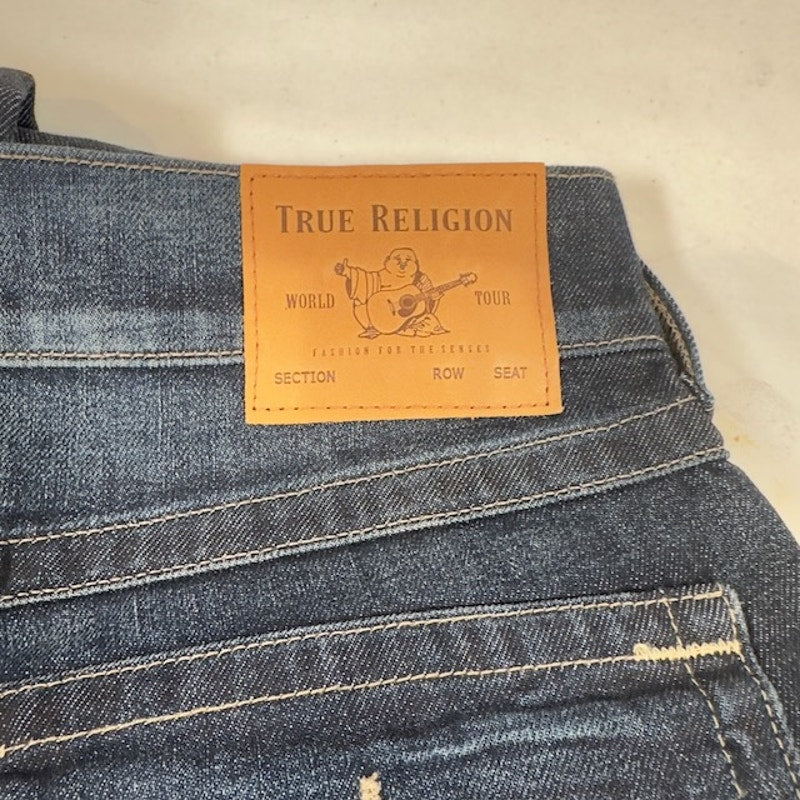 True Religion Ricky Flap SE Relaxed Straight Jeans Dark Axle Denim Mens Size 33