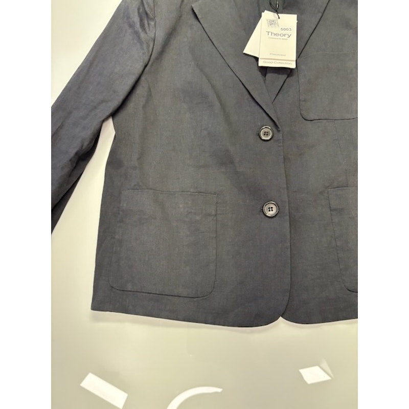 Theory Shrunken Split Cuff Two Button Blazer 3/4 Sleeve Womens Gray Size 4
