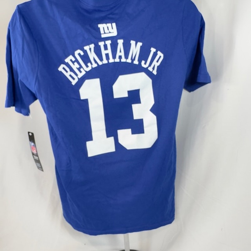 NFL Odell Beckham Jr New York Giants T-Shirt Crew Neck Royal Blue Mens Size XL
