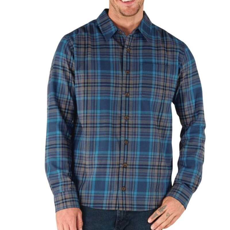 Sherpa Adventure Gear Rudra Shirt Button Down Plaid Neelo Blue Mens Size XXL