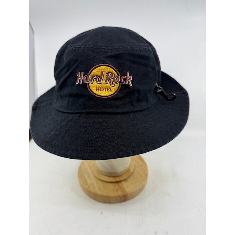 Hard Rock Cafe Bucket Hat Embroidered Logo Cotton Casual Black Unisex One Size