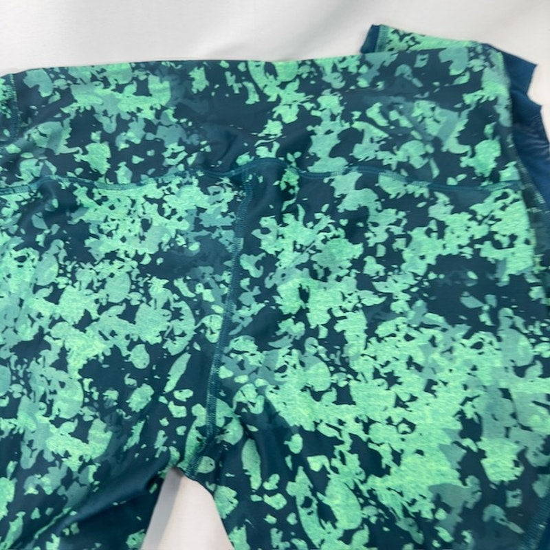 Under Armour Heat Gear Ankle Crop Leggings Compression Green Blue Womens Size XL