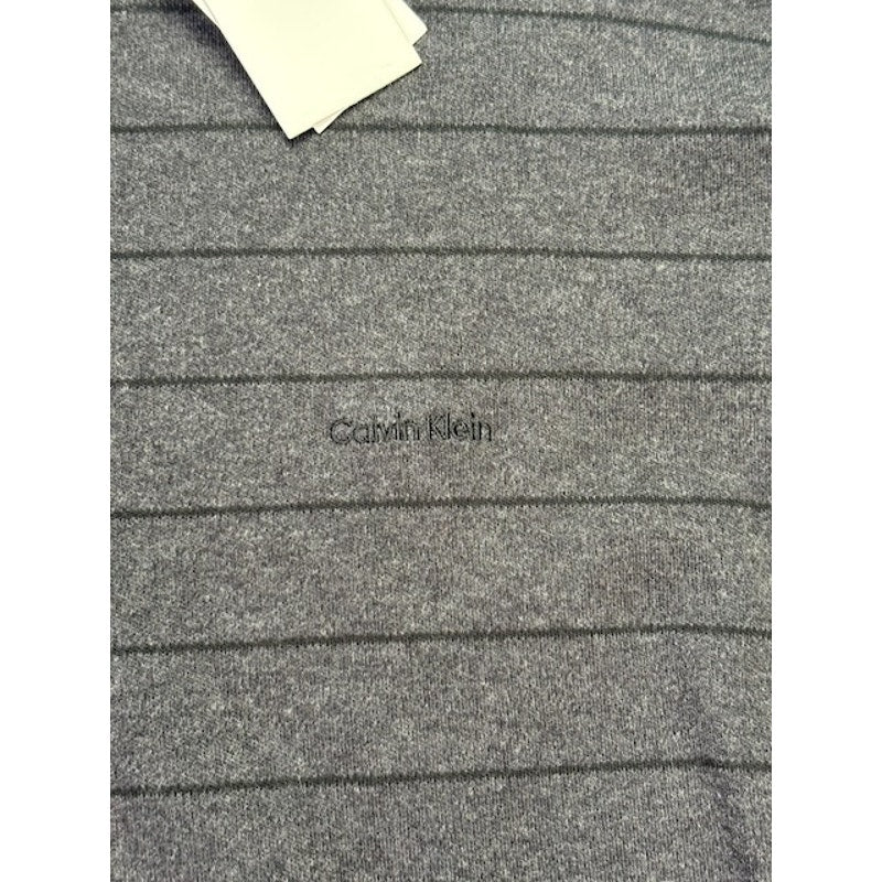 Calvin Klein Quarter-Zip Sweatshirt Liquid Touch Stripe Gray/Black Size XL
