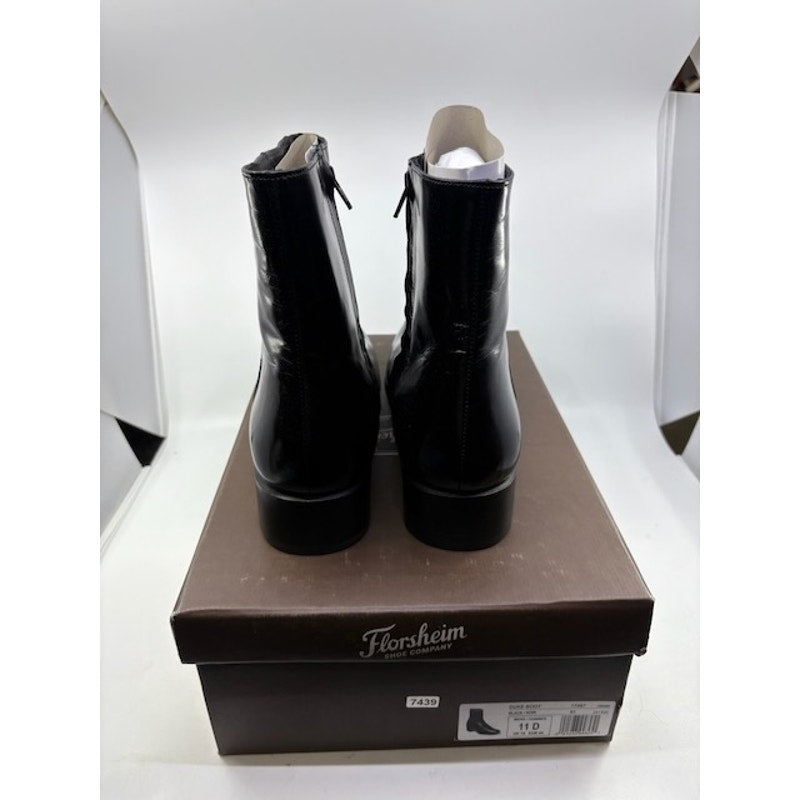 Florsheim Duke Bike Toe Zipper Boot Kidskin Leather Black Womens Size 11 D