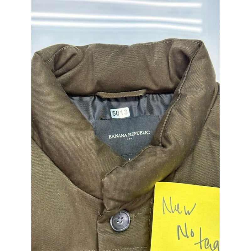 Banana Republic Puffer Vest Full-Zip Button-Up Pocket Front Tan Mens Size L