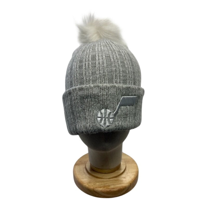 47 Brand Utah Jazz Knit Pom Beanie Cuffed NBA Hat Light Gray Womens OSFM