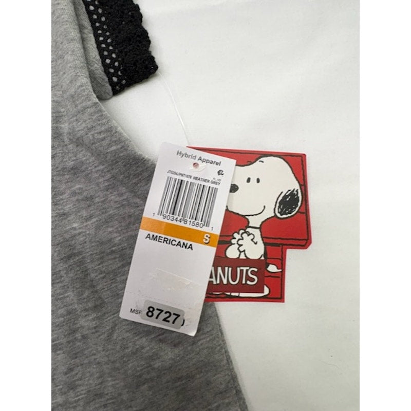 Peanuts Snoopy Americana Tank Top Lace Trim Living The Dream Gray Womens S