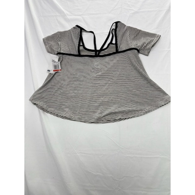Disney Belle Creme De La Creme Cold Shoulder Top Striped Black White Size XS