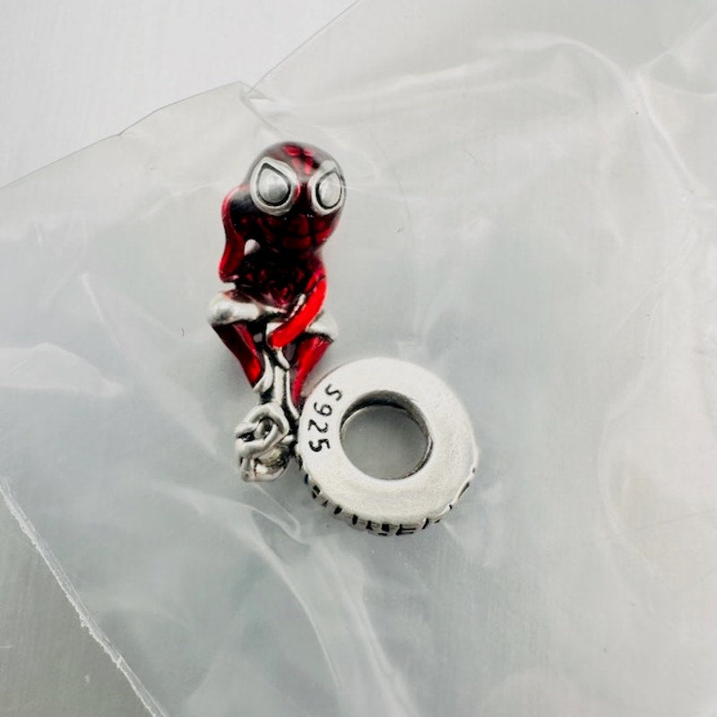 Marvel Hanging Spider-Man Dangle Charm 925 Sterling Silver