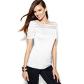 INC International Concepts Petite Ruched Illusion Top Bright White Petite