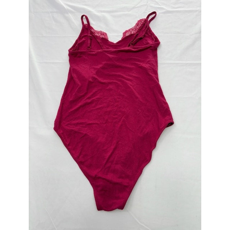 American Rag Cie Lace Trim V-Neck Bodysuit Persian Red Womens Juniors Sz XS