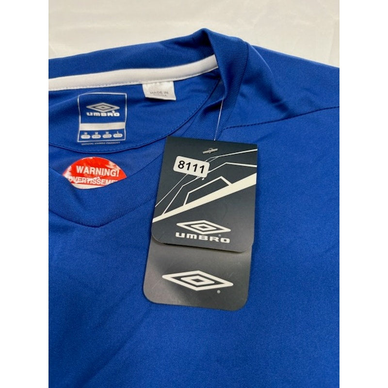 Umbro Soccer Jersey Shirt Short Sleeve V-Neck Royal Blue/White Mens Size M
