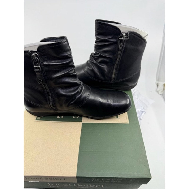 Josef Seibel Naly 24 Ankle Boots Leather Side Zipper Black Womens Size 36