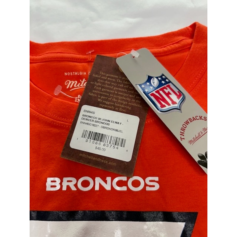 Mitchell & Ness Denver Broncos John Elway #7 Throwback T-Shirt Red Mens Sz M