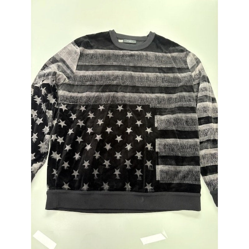 Givenchy Flag-Print Fleece-Back Jersey Sweatshirt Gray/Black Mens Size XL