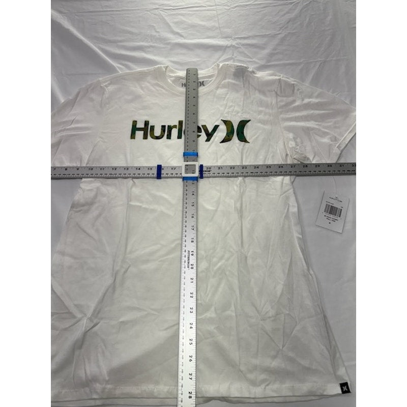 Hurley Logo Camo Print T-Shirt Short Sleeve Crew Neck White Mens Size M
