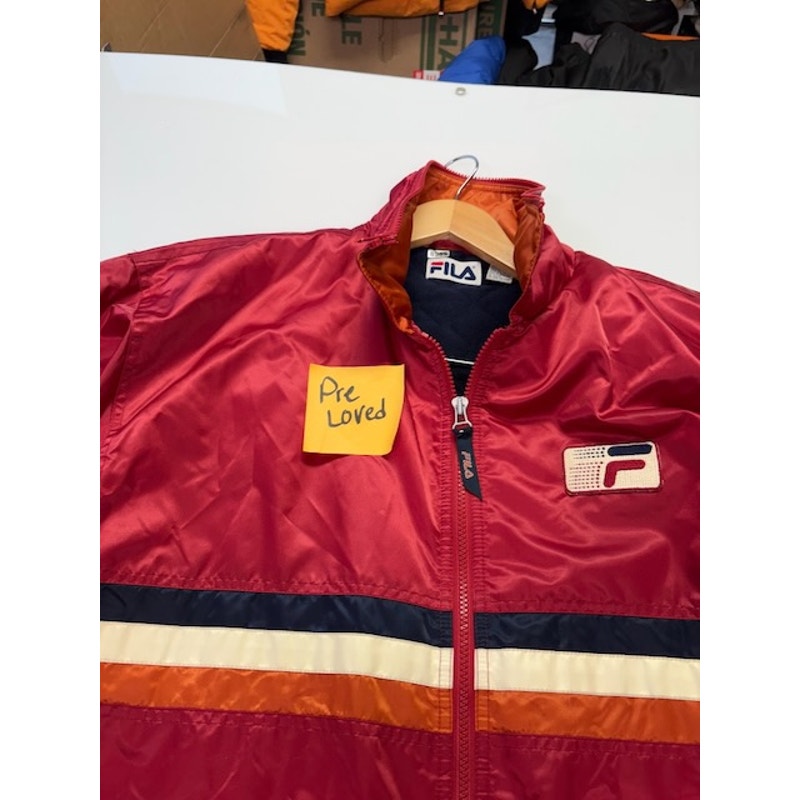 Fila Vintage Sun Faded Japan Sport Stripes Jacket Quilted Lined Red Mens Size L