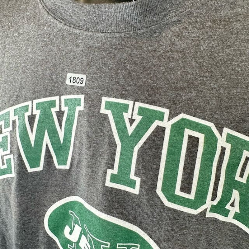 Majestic NFL New York Jets Heart & Soul T-Shirt Short Sleeve Heather Gray XL