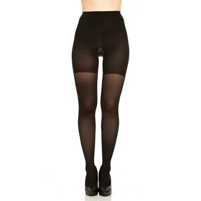 SPANX Star Power Tights Center Stage Diamond Foil Black Womens Size B