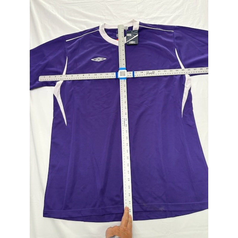 Umbro Azul Soccer Jersey Shirt Short Sleeve V-Neck Purple/White Mens Size L