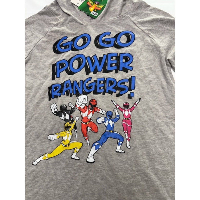 Mighty Morphin Power Rangers Go Go Graphic Hoodie Shirt Heather Gray Size S