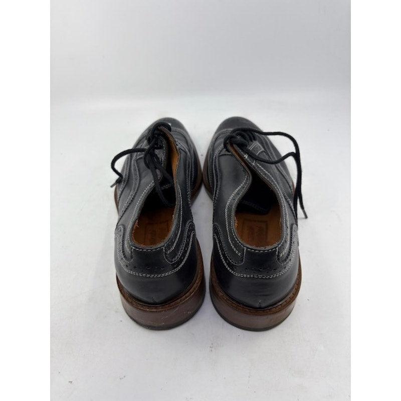 Vero Cuoio Brogue Leather Oxford Dress Shoes Lace-Up Almond Toe Black Mens Sz 8