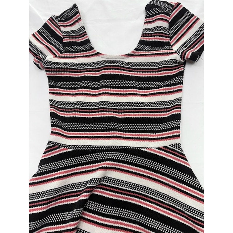 Dance Gold Fit & Flare Dress Scoop Neck Stretch Striped Multicolor Womens Sz XS