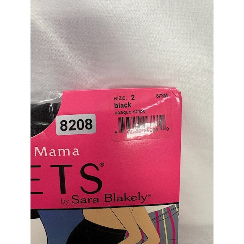 Assets by Sara Blakely Maternity Tights Textured Mama Opaque Stripe Black 2