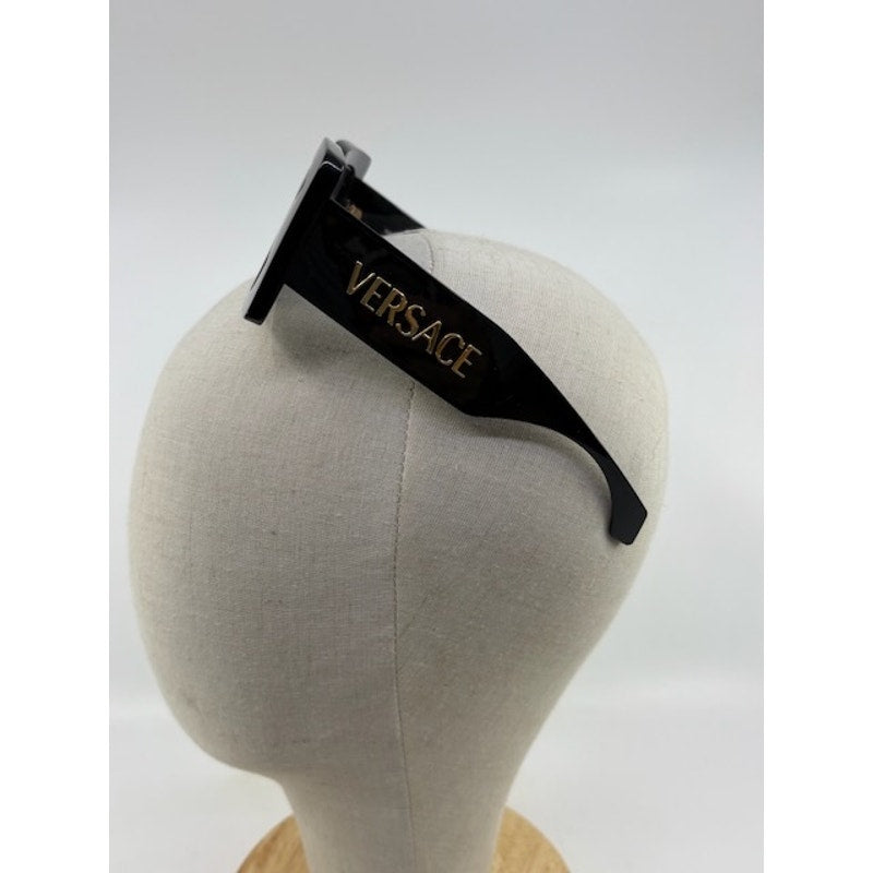 Versace Sunglasses Square Frame Gold Logo Designer Luxury Black Womens OS