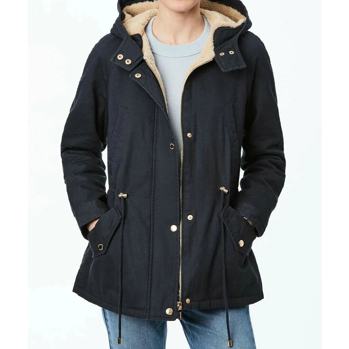 Collection B Lightweight Twill Hooded Anorak Jacket Graphite Womens Size S