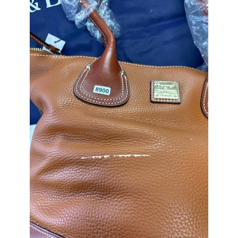 Dooney & Bourke Pebble Leather Tote Bag Set Shoulder Bag w/ Wristlet Brown