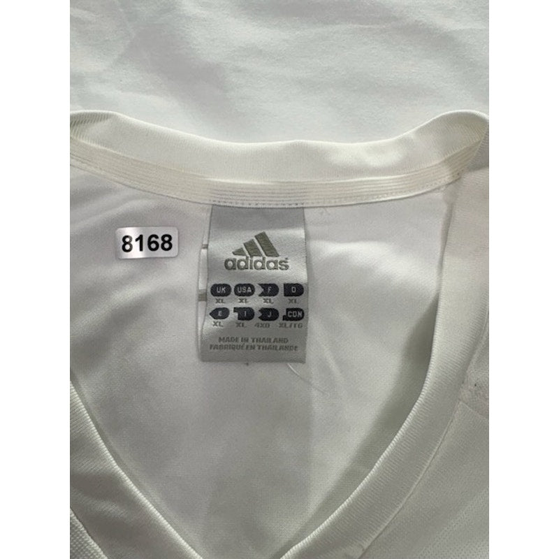 Adidas Climalite Short Sleeve Training Jersey Shirt V-Neck White/Black Mens Sz L