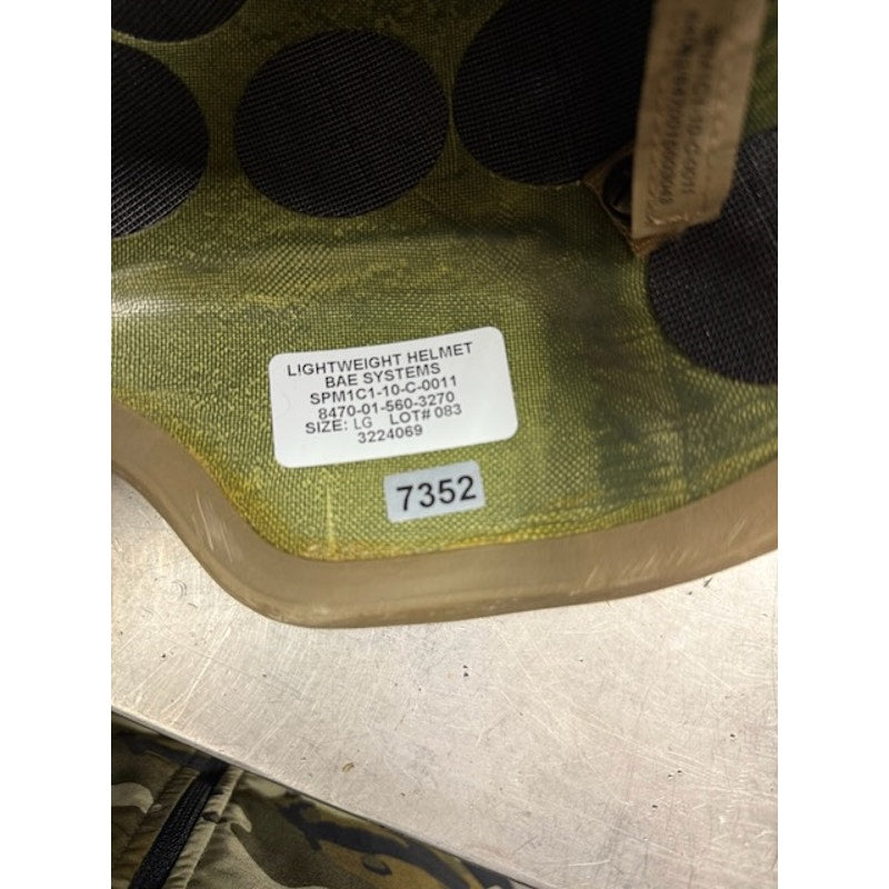 BAE Systems Military Lightweight Ballistic Helmet SPM1C1-10-C-0011 Green Size L