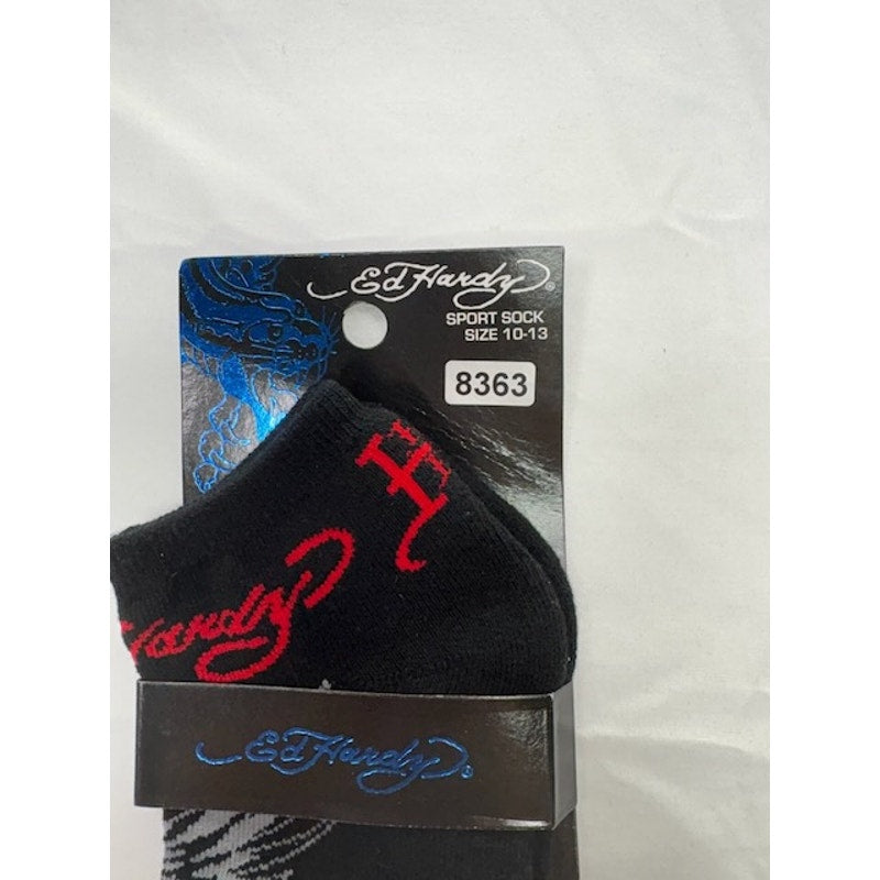 Ed Hardy Sport Socks Rose Tattoo Cotton Blend Black Adult Unisex Size 10–13