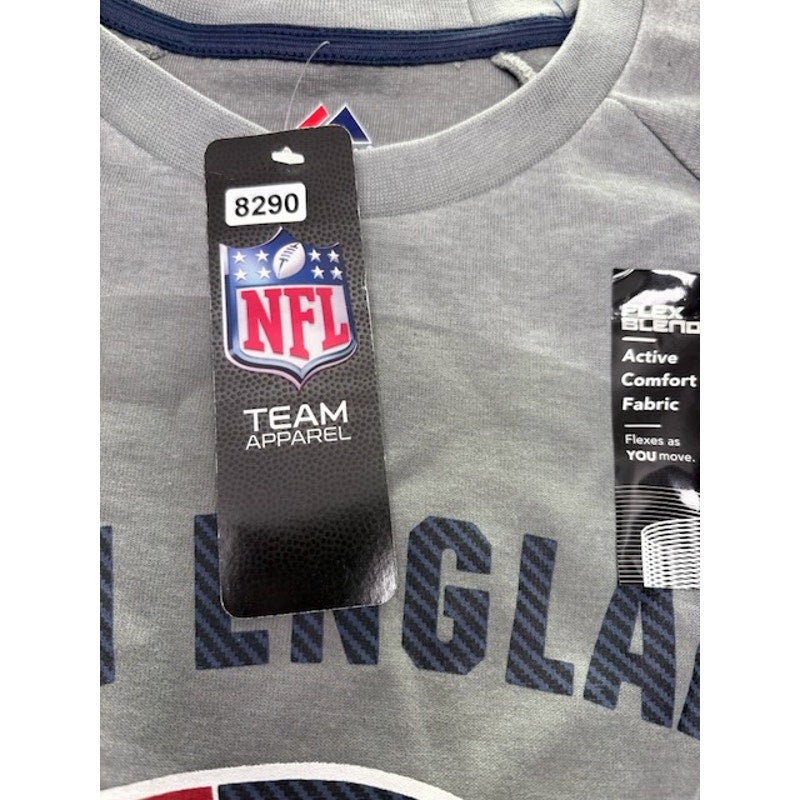 Majestic New England Patriots Flex Logo Faded Sweatshirt Gray Mens Size M