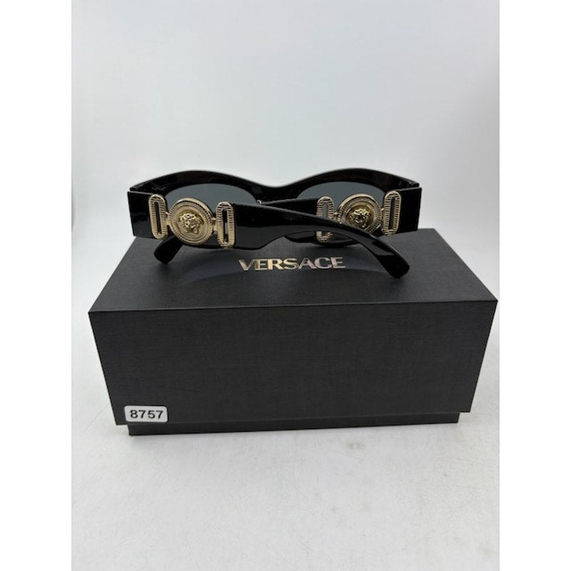 Versace Sunglasses Medusa Head Logo Gold Tone Black Frame Eyewear Womens OS