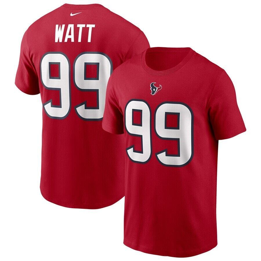 Nike Houston Texans J.J. Watt #99 T-Shirt Short Sleeve Dri Fit Red Mens L