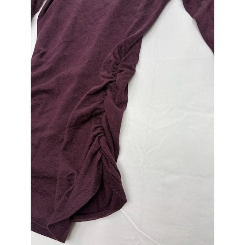 Hippie Rose Ruched Cold-Shoulder Sweater Crewneck Wine Womens Juniors' Size XS