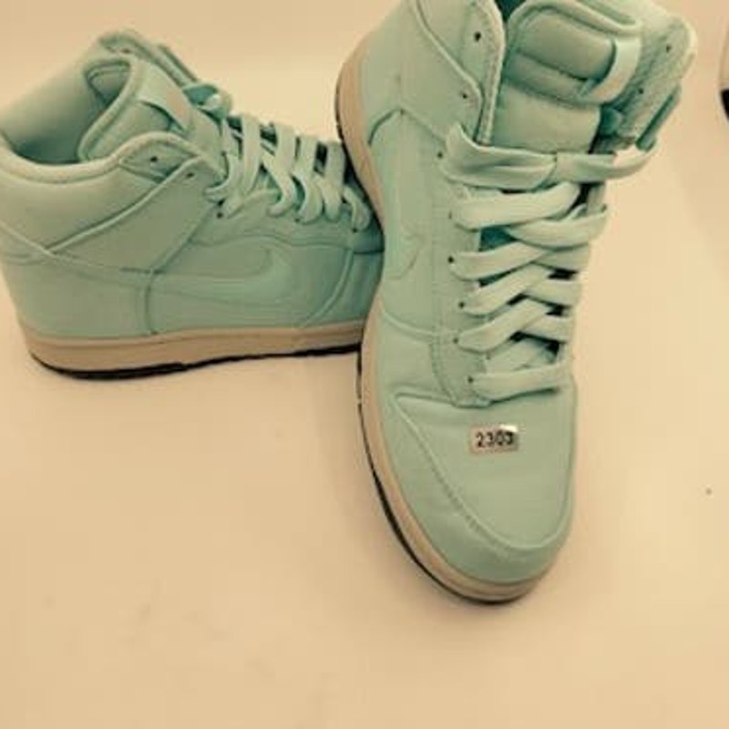 Nike 6.0 Dunk High Top Lace Up Canvas Sneaker 342257-401 Aqua Blue 8M 9.5W
