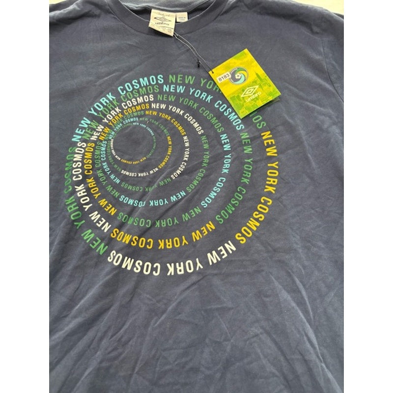 Umbro New York Cosmos Print T-Shirt Short Sleeve Navy Blue Mens Size XXL
