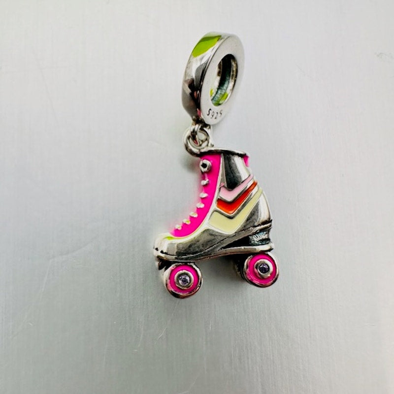 Roller Skate Shoes Dangle Charm Pendant 925 Sterling Silver
