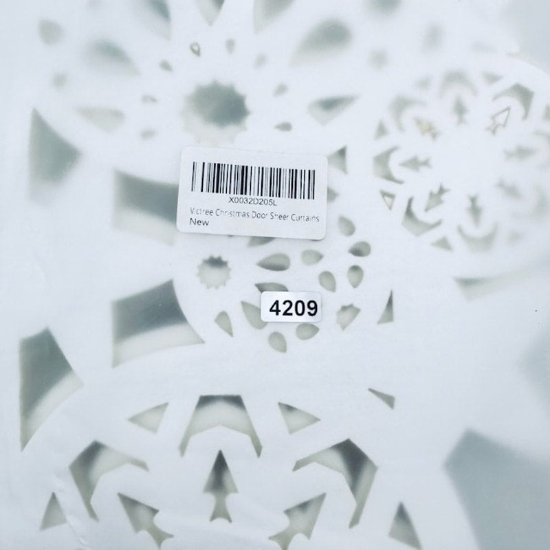 White Snowflakes Tree Christmas Sheer Door Curtains Holiday Decor