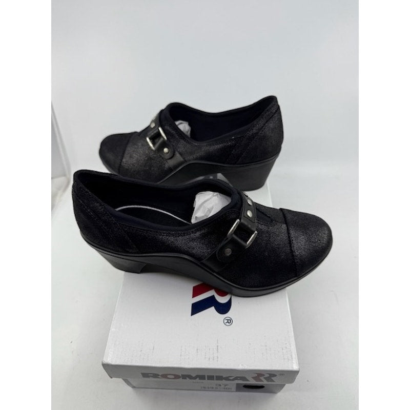 Romika Mokassetta 295 Clogs Shoes Leather Slip-On Studded Black Womens Sz 37