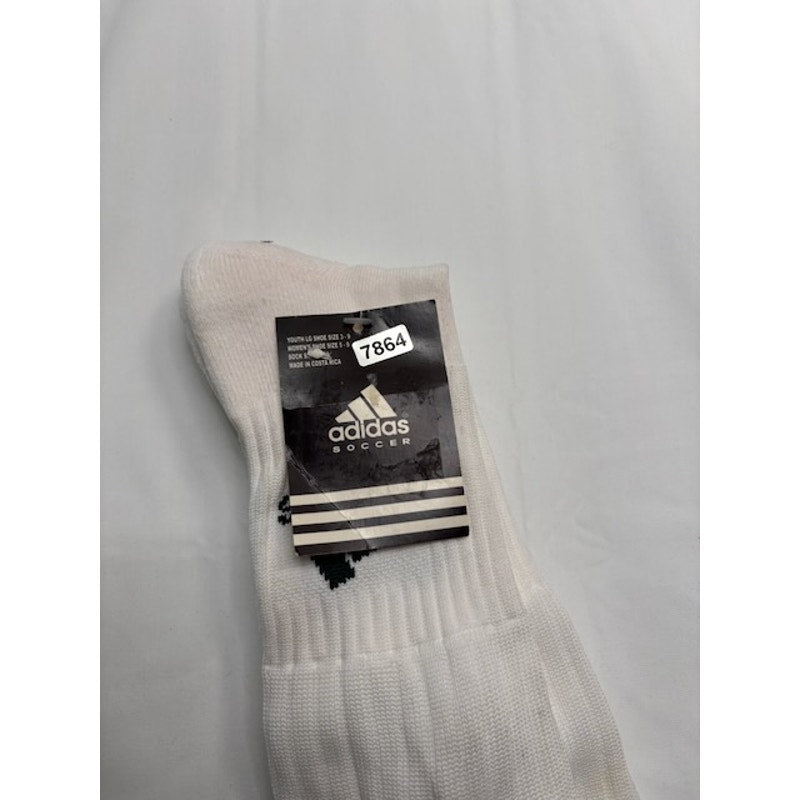 Adidas Soccer Socks 3 Stripe Knee High White/Black Youth LG Shoe Size 3-9