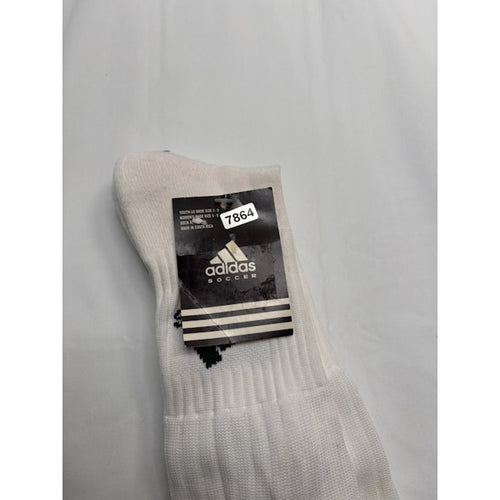 Adidas Soccer Socks 3 Stripe Knee High White/Black Youth LG Shoe Size 3-9