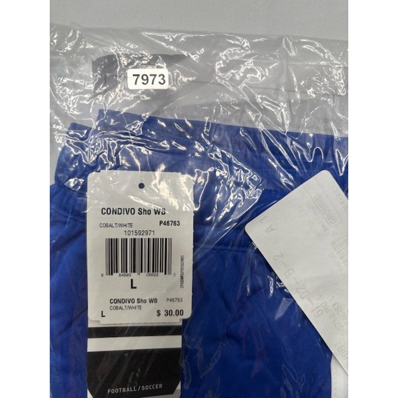 Adidas Condivo Shorts Elastic Waist Regular Fit Cobalt/White Womens Size L