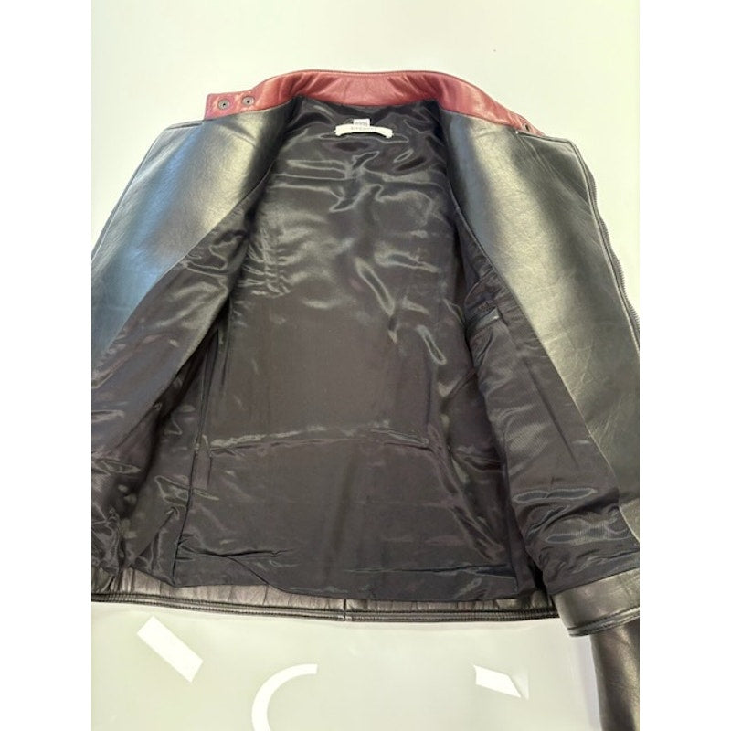 GIVENCHY Star Patch Leather Moto Biker Captain America Jacket Black Mens 48