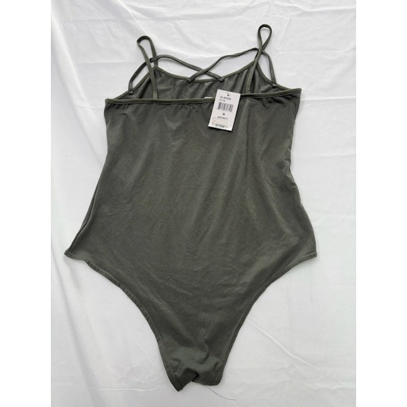 Say What? Yummy Yummy Bodysuit Jumpsuit Olive Green Womens Juniors Size M