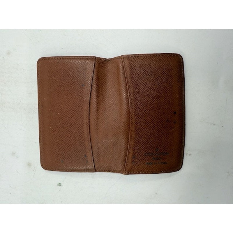 Louis Vuitton LV Monogram Leather Bifold Pass ID Card Holder Brown