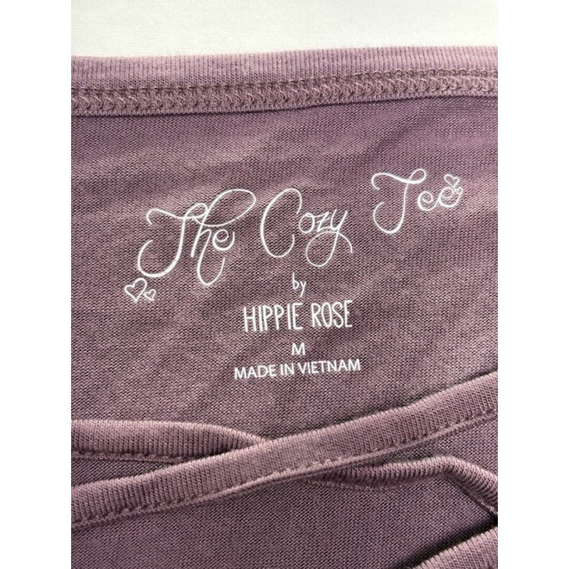 The Cozy Tee by Hippie Rose Long Sleeve Lace Up T-Shirt Lilac Womens Size M